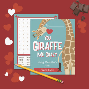 Je Giraffe me gekke Kinder Valentijn 'Day Kaart