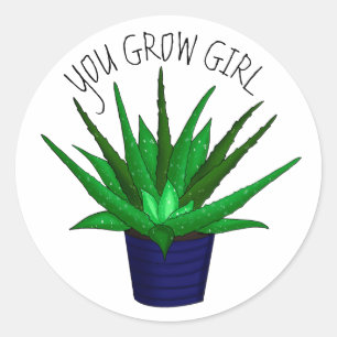 Je groeit meisje Funny Plant Pun Ronde Sticker