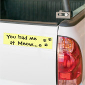 Je had me bij Meow.. Cat Lover. Bumpersticker (Op Truck)