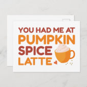 Je had me bij Pumpkin Spice Latte Briefkaart (Voorkant / Achterkant)
