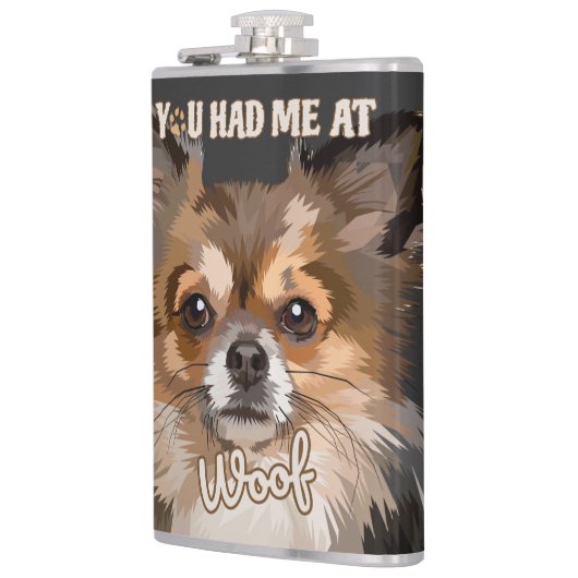 Je had me bij Woof | Pommerse Hondenliefhebbers Heupfles (Links)