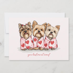 Je had me bij Woof Valentijnsdag Yorkie Dogs Feestdagenkaart
