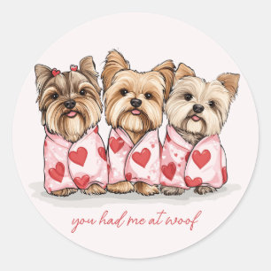 Je had me bij Woof Valentijnsdag Yorkie Dogs Ronde Sticker