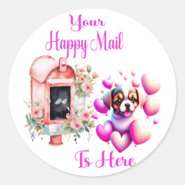 Je Happy Mail is hier Ronde Sticker