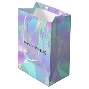#Je Hashtag, Teal & Paarse Iriserende Ontwerp Medium Cadeauzakje