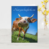 Je hebt de koe gekocht Gefeliciteerd met je verlov Kaart (Gele Bloem)