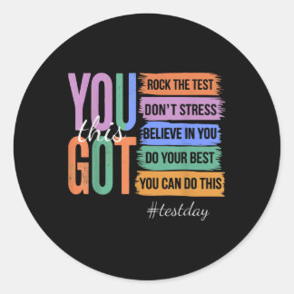 Je hebt dit niet stressen rock de testdag ronde sticker