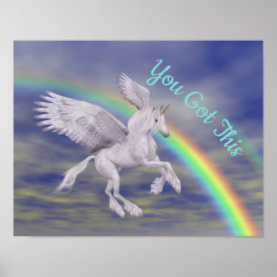 Je hebt dit vliegende eenhoornregenboog Inspireren Poster