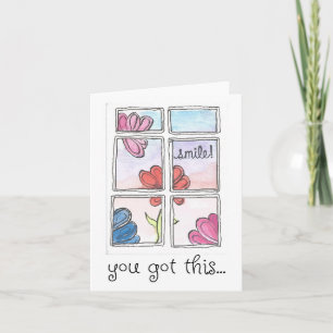 Je hebt dit, Waterverf Flowers Art Print Kaart