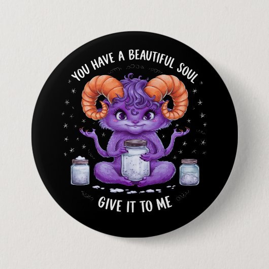 Je hebt een mooie sol satanische baphomet ronde button 7,6 cm (Voorkant)