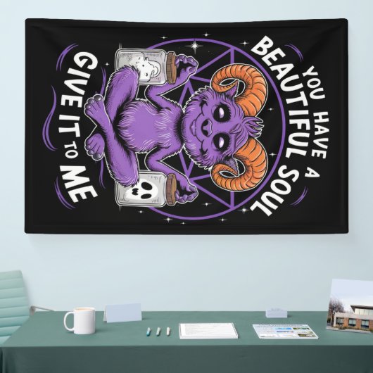 Je hebt een mooie sol satanische baphomet spandoek (Beurs)
