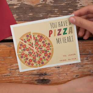 'Je hebt een Pizza mijn hart' Valentijnse klasloka Briefkaart