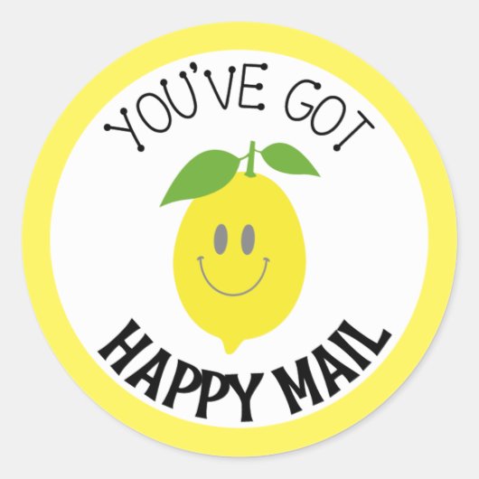 Je hebt Happy Mail Lemon Yellow Round Sticker (Voorkant)
