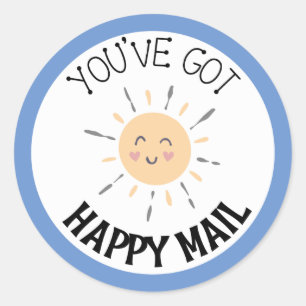 Je hebt Happy Mail Sun Smile Sticker Round