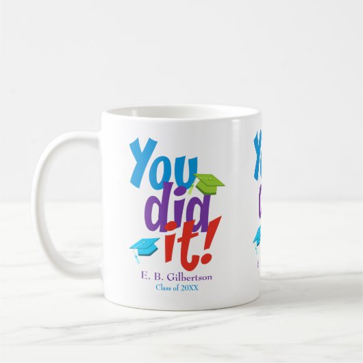 Je hebt het gedaan Afstuderen gefeliciteerd Koffiemok (Links)