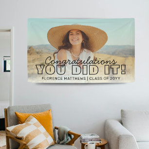 Je hebt het gedaan! Gefeliciteerd Afstuderen Foto Spandoek