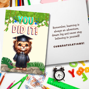 Je hebt het gedaan! Schattige Lion Afstuderen Joy Kaart