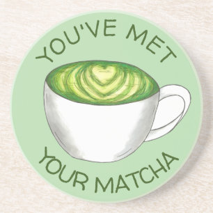 Je hebt je Match Matcha Green Tea Latte Love ontmo Zandsteen Onderzetter