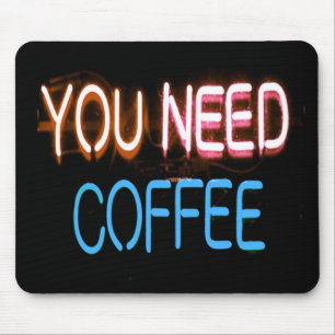 Je hebt koffie nodig, Caffine Neon Sign Muismat