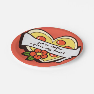 je hebt m'n pizza hart gestolen. papieren bordje