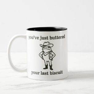 Je hebt net je laatste biscuit gekruid Cowboy Kikk Tweekleurige Koffiemok