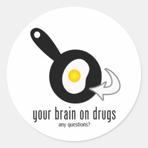 Je hersenen op drugs ronde sticker