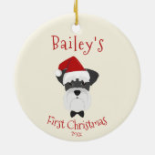 Je hond is eerste Kerstmis - Cute Schnauzer Keramisch Ornament (Achterkant)