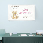 Je hoort me brullen roze verjaardag spandoek (Beurs)