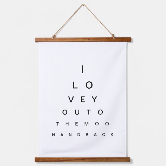 Je houdt van de Moon en de Back Fun Eye Test Chart Hangend Wandkleed (Voorkant)