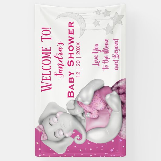Je houdt van het Baby shower van het maanmeisje Spandoek (Verticaal)