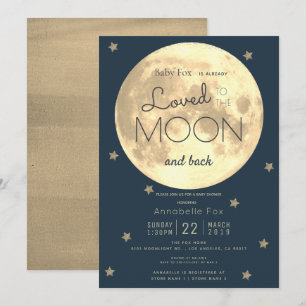 Je houdt van het Moon Navy Blue Gold Baby shower Kaart