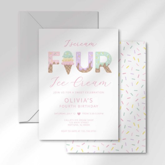 Je hurle Four Ice Cream Invitation fête d'annivers