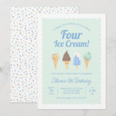 Je hurle QUATRE Crème de glace Invitation Annivers (Devant / Derrière)