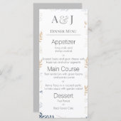 Je initialen met blauwe en beige varenbladeren menu (Voorkant / Achterkant)