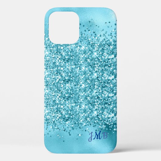 Je Initialen Turquoise Glitter Case-Mate iPhone Case (Achterkant)