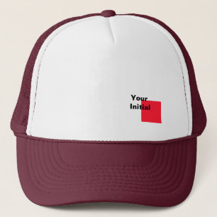 Je initiële monogram wit + maroen trucker pet
