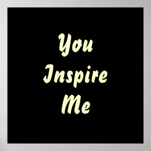 Je inspireert me. Cream en Black. Personaliseer Poster