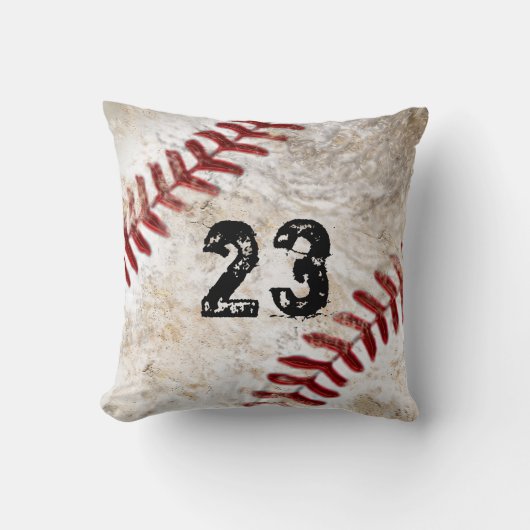 Je Jersey nummer, Monogram Dirty Baseball Pillow Kussen (Voorkant)