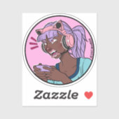 Je Joue Pour Gagner Gamer Circle Vinyl Sticker (Feuille)