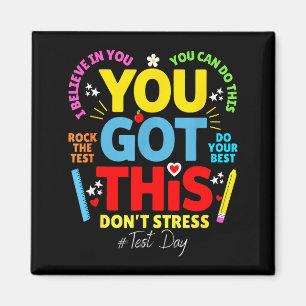 Je kan dit, geen stress, rock de test testdag magneet
