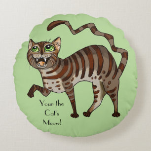 Je kat is 'Meow'. Rond Kussen