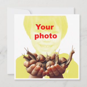 Je kind houdt slakken vast, op maat gemaakte fotok kaart