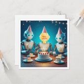 Je kind met robots, robot verjaardagskaart kaart (Voorkant / Achterkant in situ)