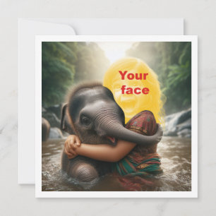 Je kind omhelst olifant, voeg fotokaart toe kaart