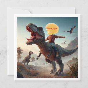 Je kind rijdend op een T-rex, zet mijn gezicht op  Kaart