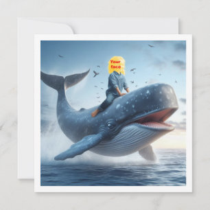 Je kind rijdend op een walvis, walvis wenskaart kaart