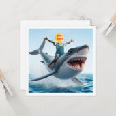 Je kind rijdt op een grote witte haai, haai blanco kaart (Voorkant / Achterkant in situ)