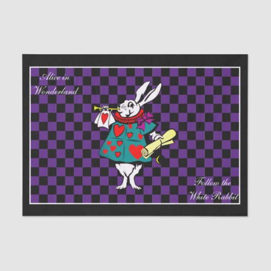 Je kleurenAlice in Wonderland White Rabbit Check Tissuepapier (Voorkant)