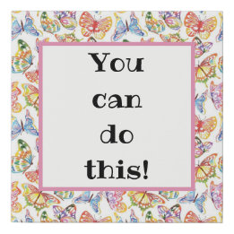 Je kunt dit doen! Rainbow Butterflies Boho Imitatie Canvas Print