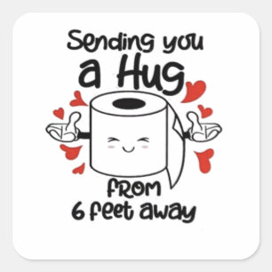 Je kunt een knuffel sturen van 6 meter verderop. vierkante sticker